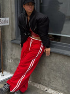 Side Stripes High-waisted Wide-leg Sweatpants (5)