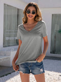 Lace Detail V-neck Short Sleeve T-shirt