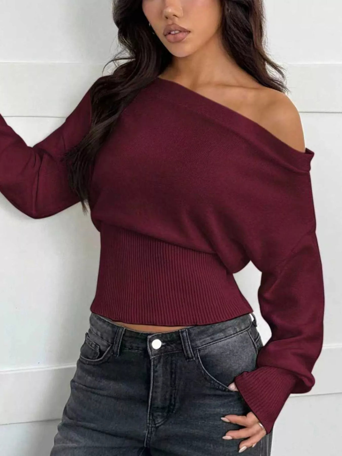 One Shoulder Cropped Sweater (12)