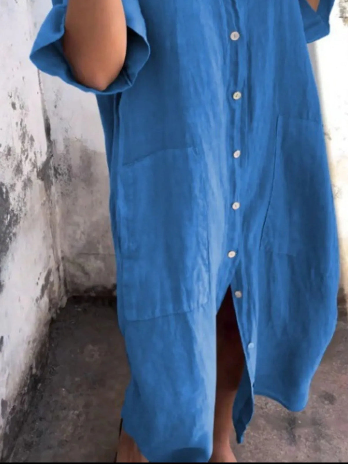 Full Size Casual Linen Button-down Shirt Dress Plus (8)