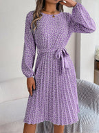 Ditsy Floral Tie Waist Pleated Dress (19)