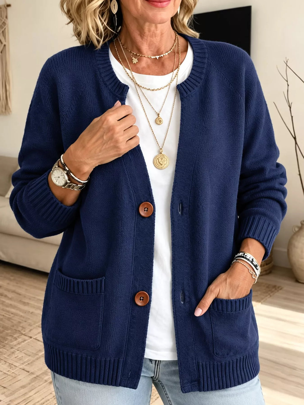 Full Size Button-down Knit Cardigan Plus (6)