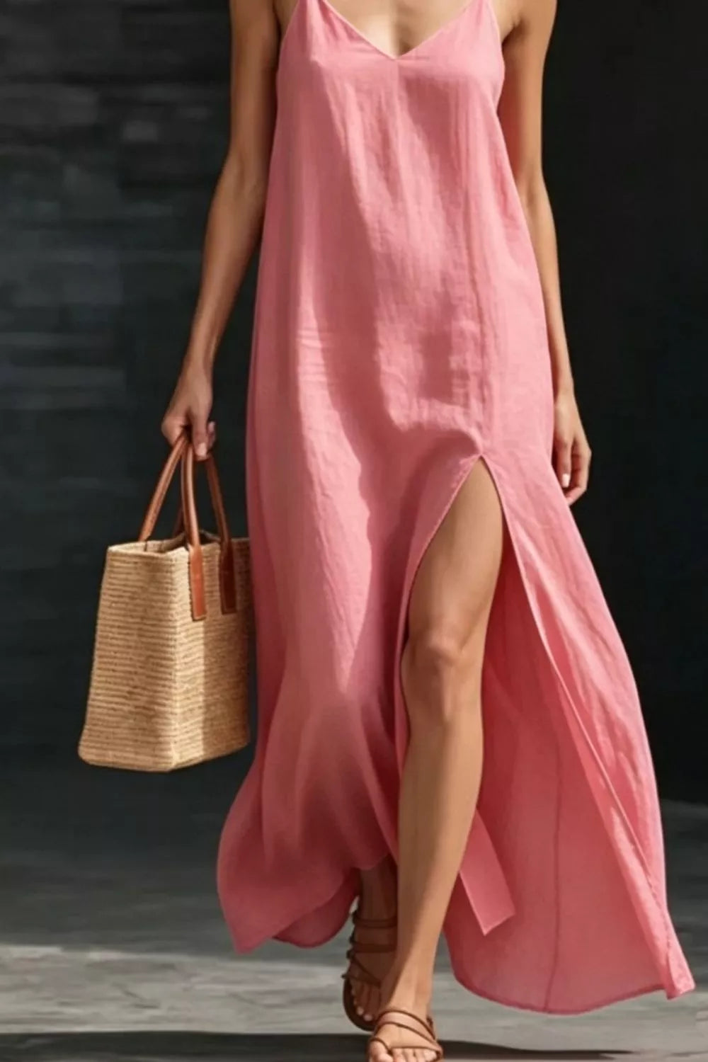 Slit V-neck Maxi Dress (3)