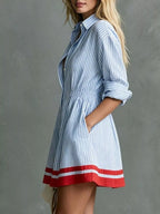 Striped Long Sleeve Shirt Dress (3)