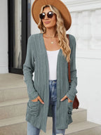Pocketed Open Front Long Sleeve Cardigan (24)