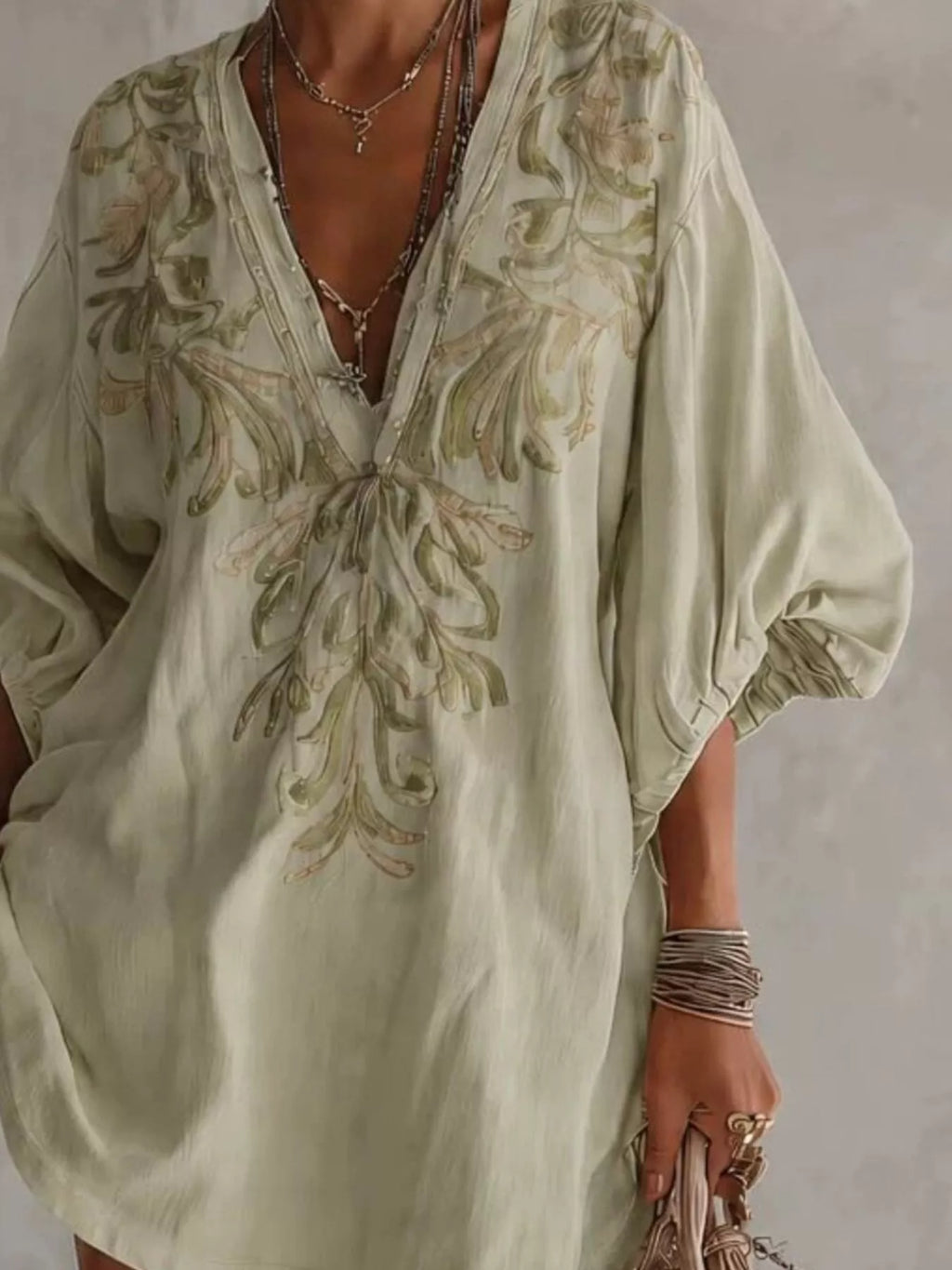 Full Size Embroidered V-neck Mini Dress Plus (3)