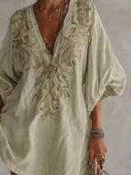 Full Size Embroidered V-neck Mini Dress Plus (3)