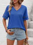 V-neck Hollow-out Sleeve T-shirt (30)