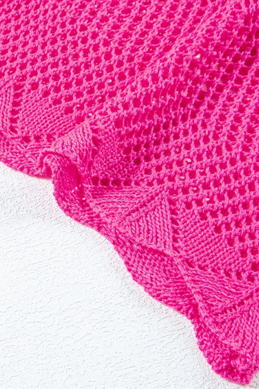 Scallop Edge Half Sleeve Pointelle Knit Top (6)