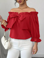 Bow Flounce Sleeve Blouse (3)