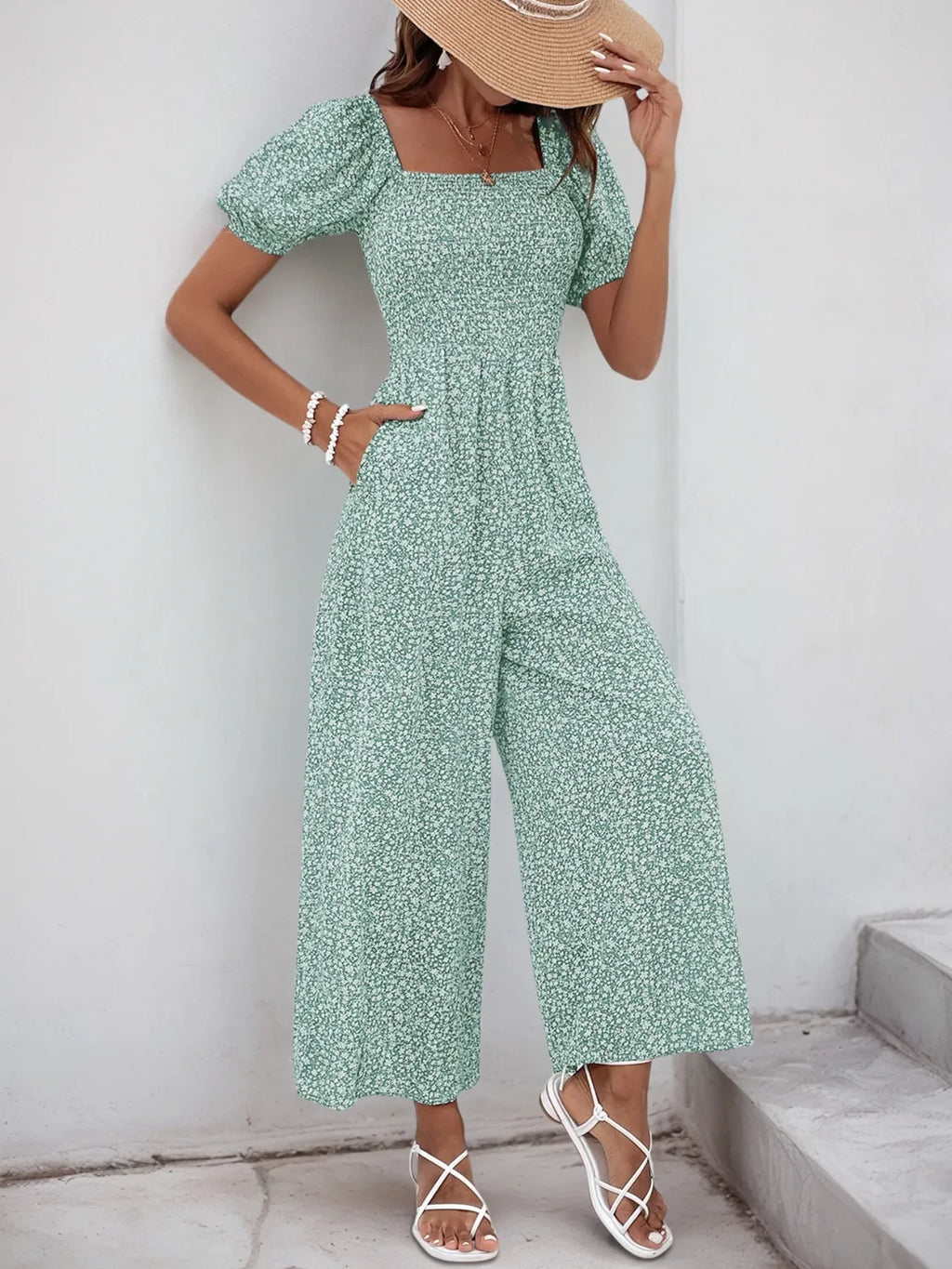 Printed Square Neck Puff Sleeve Jumpsuit (19)