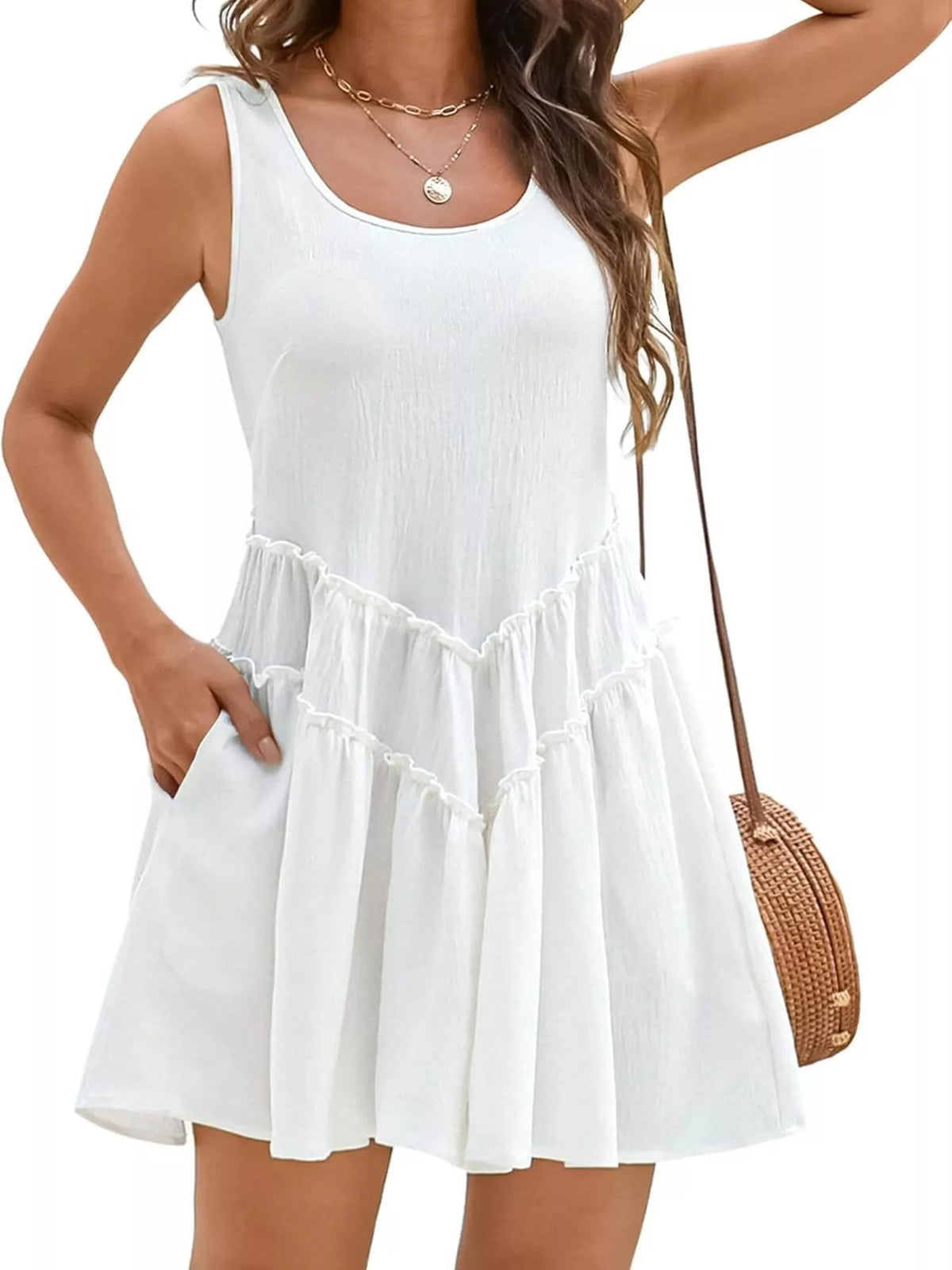 Round Neck Sleeveless Mini Dress