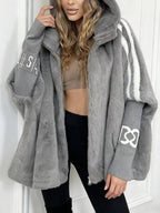 Hooded Faux Fur Striped Trim Outerwear (6)
