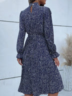 Animal Print Mock Neck Flounce Sleeve Dress (14)