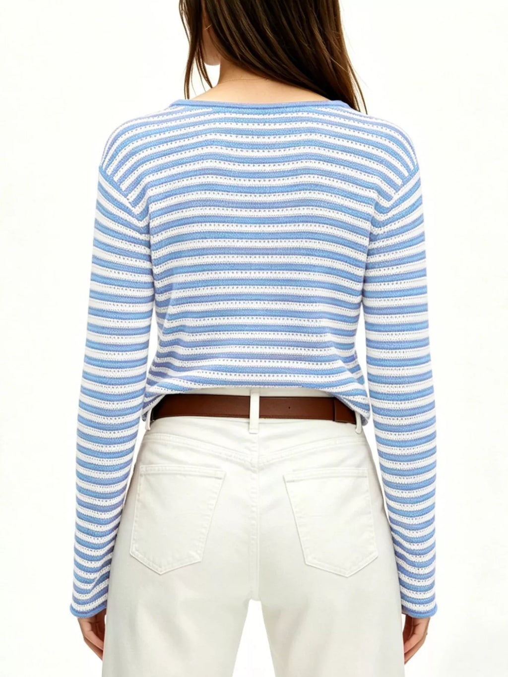 Striped Boat Neck Knit Sweater (4)