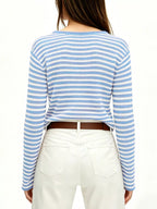Striped Boat Neck Knit Sweater (4)