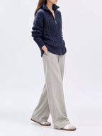 Full Size Cable-knit Zip-up Cardigan Plus (8)