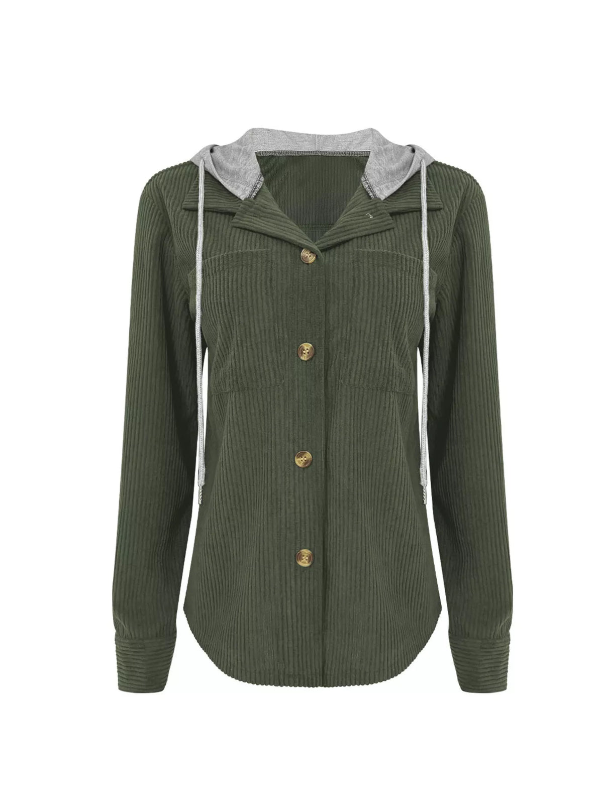Hooded Corduroy Button-down Jacket (15)