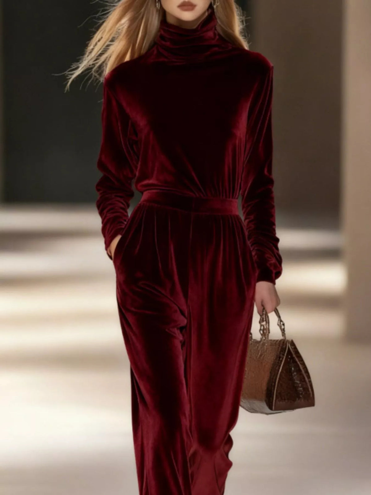 Velvet Long Sleeve Wide-leg Set (10)