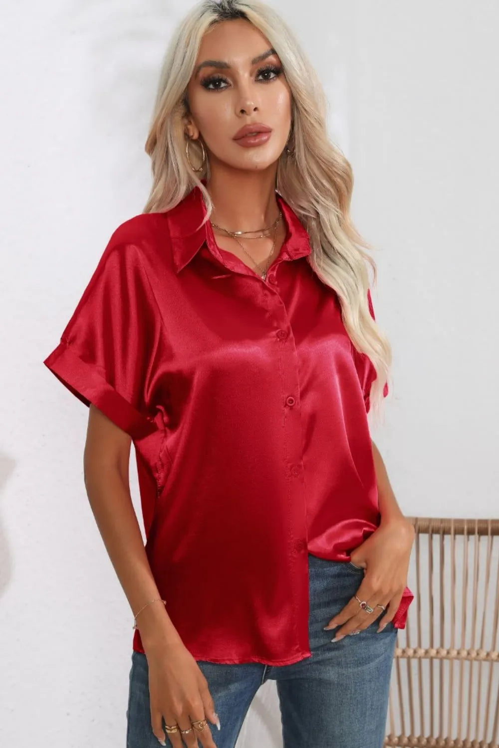 Collared Neck Short Sleeve Shirt (6)