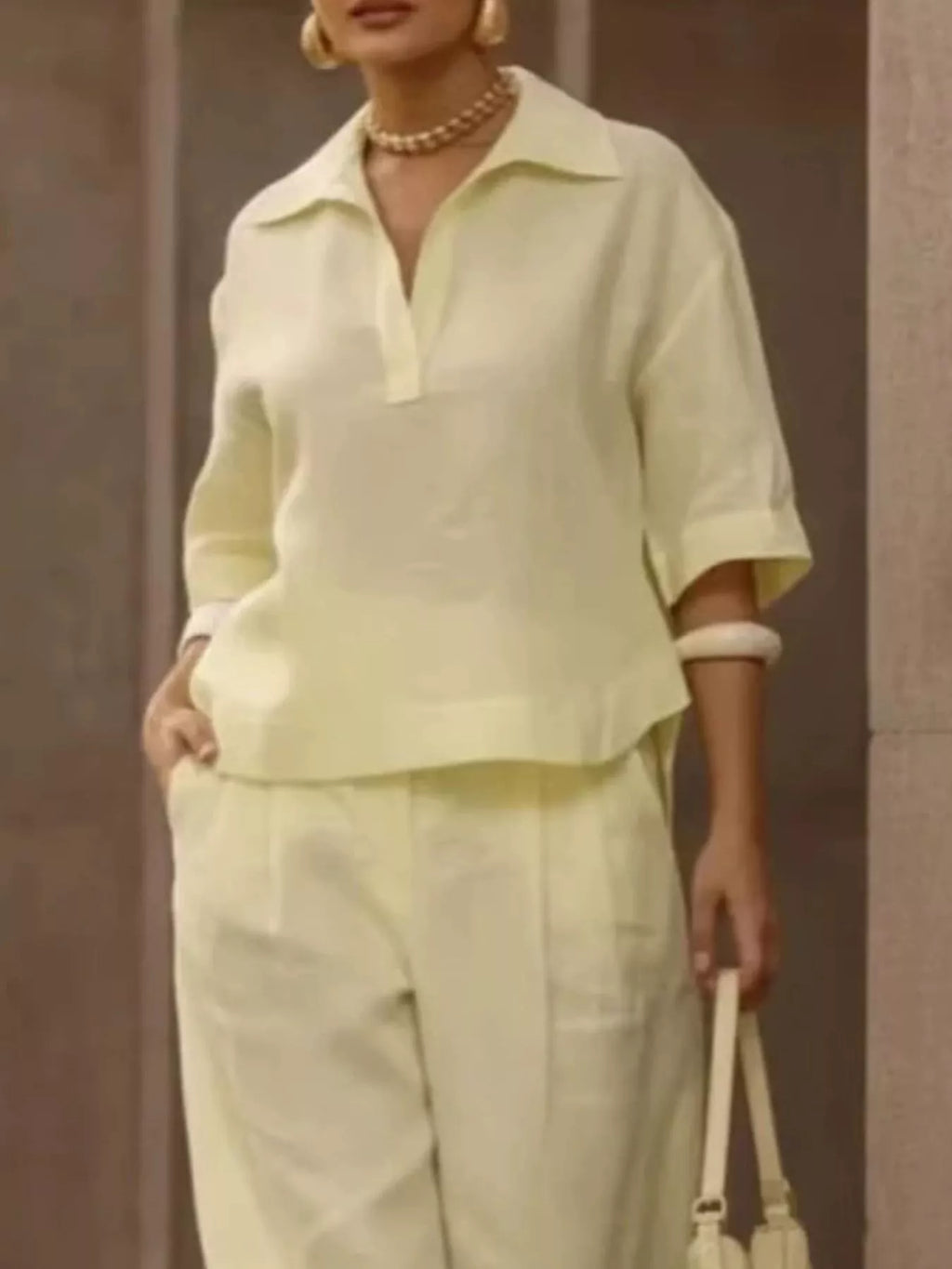 Full Size 3/4 Sleeve Top Wide Leg Pants Set Plus (10)
