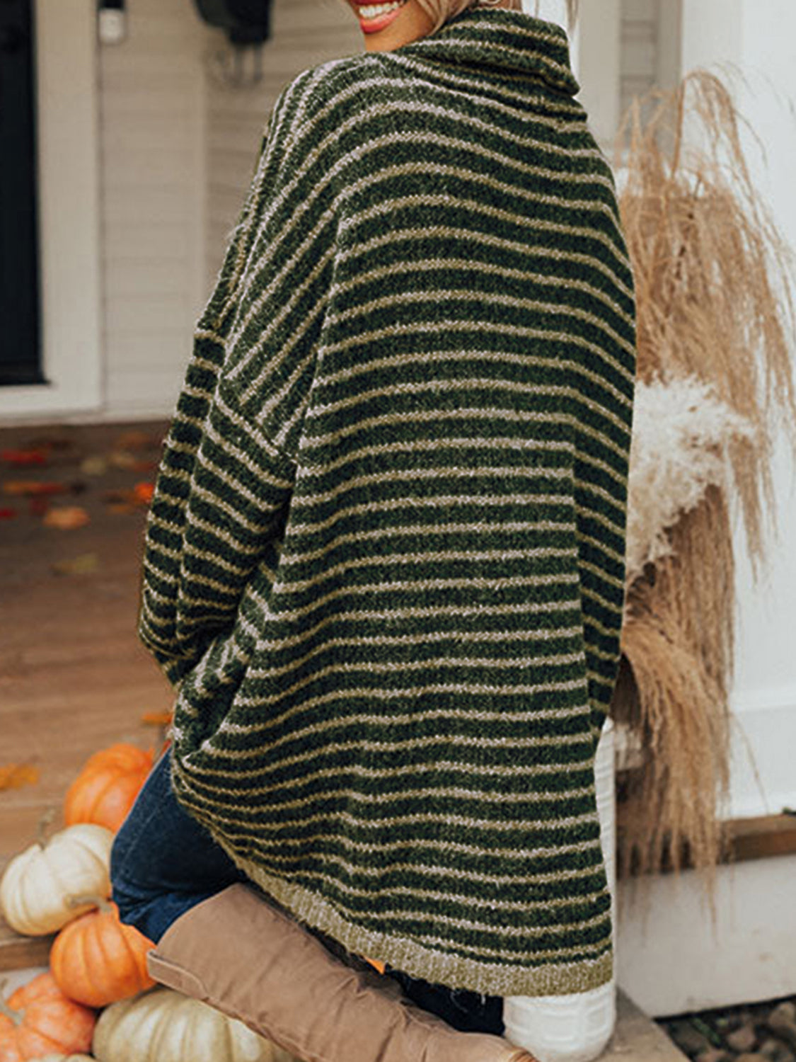 Striped Turtleneck Sweater Pockets (9)