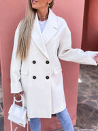 Full Size Double-breasted Wool Coat Plus