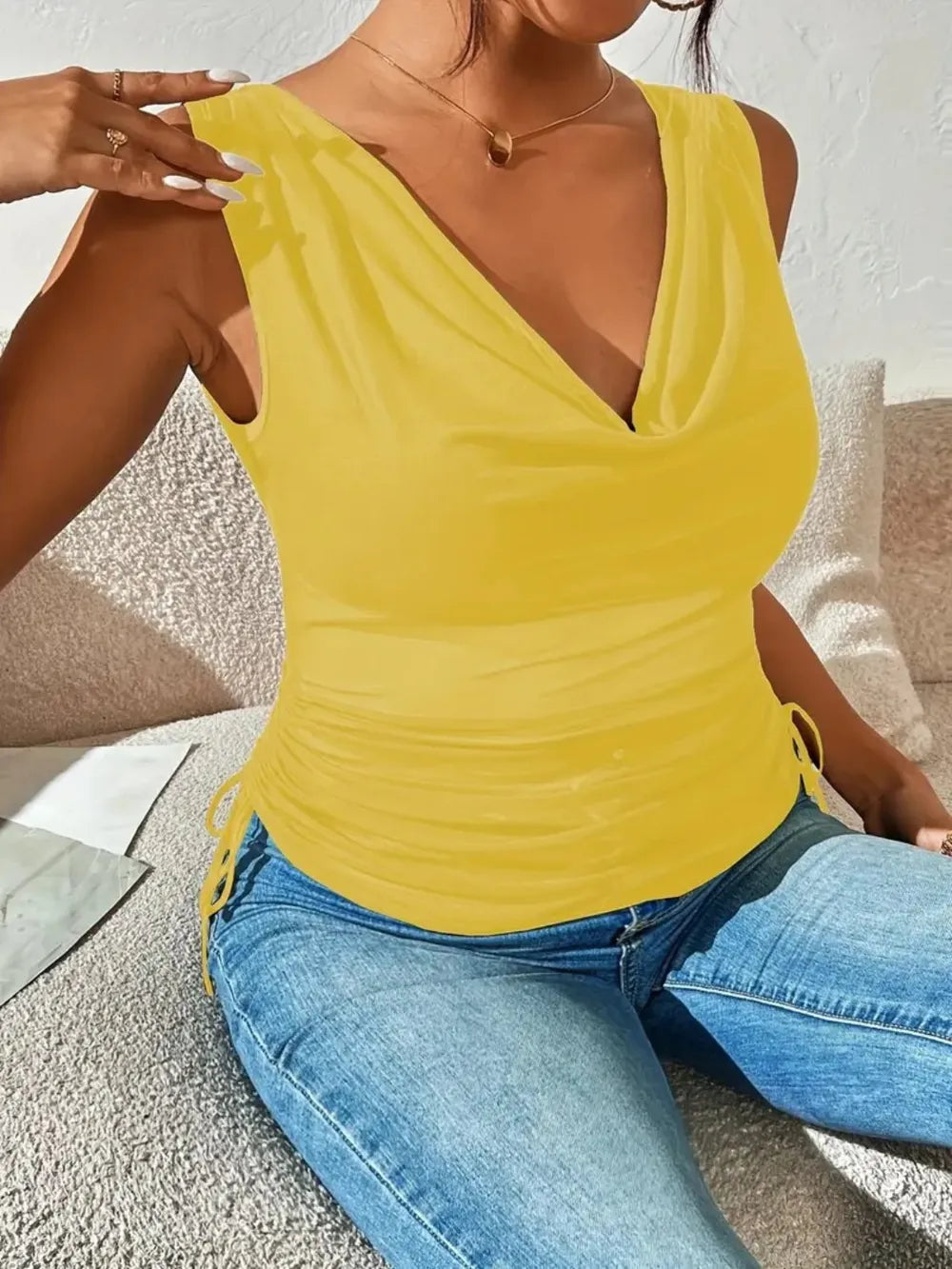Side Drawstring Ruched Tank (32)