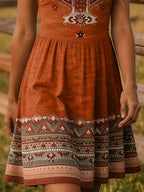 Tribal Print Sleeveless A-line Summer Dress (9)