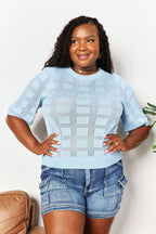 Ribbed Trim Round Neck Knit Top (9)