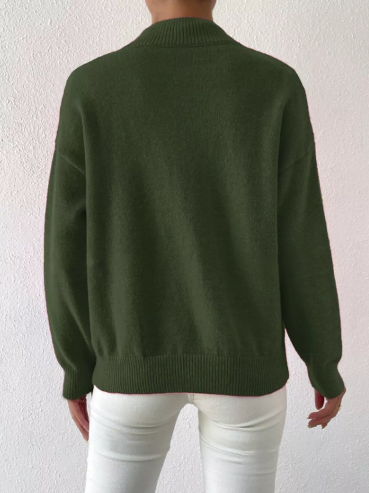Mock Neck Dropped Shoulder Sweater (7)