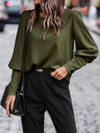 Round Neck Lantern Sleeve Blouse (3)