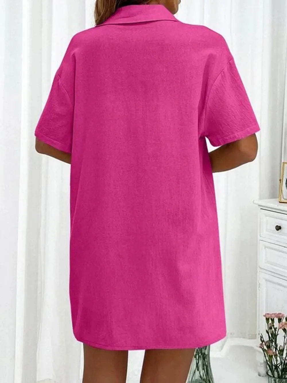 Button Up Shirt Drawstring Shorts Set (27)