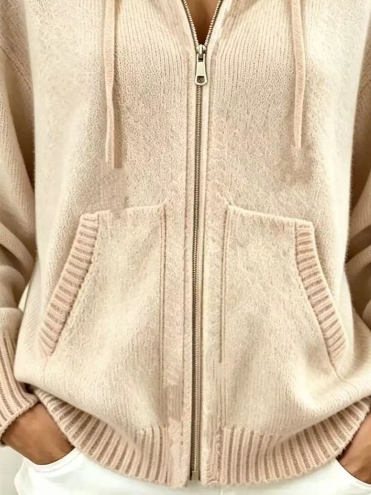 Zip-up Hooded Knit Cardigan (5)