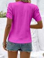 Ruched Round Neck Short Sleeve Top (21)