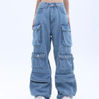 American High Street Multi-pocket Washed Baggy Jeans photo 3