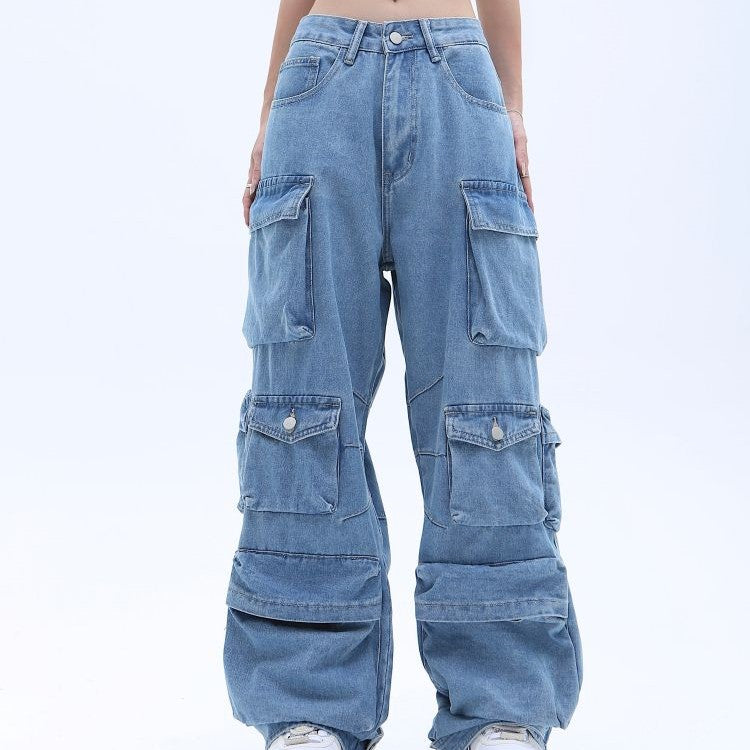 American High Street Multi-pocket Washed Baggy Jeans photo 3