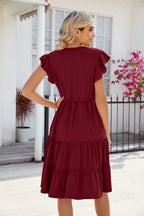 Ruched Notched Cap Sleeve Dress (20)