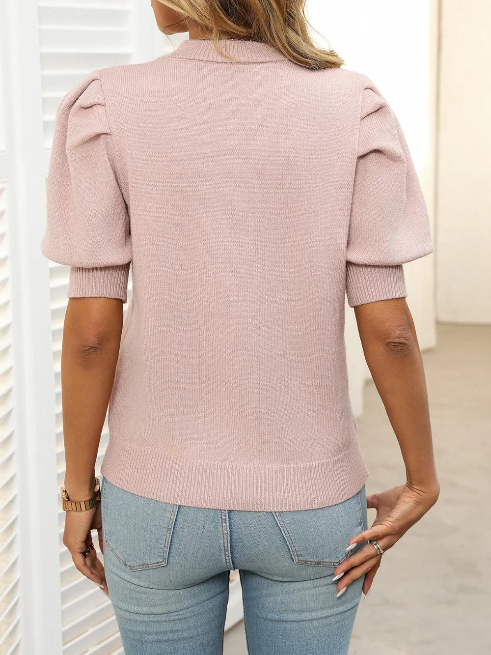 Mock Neck Puff Sleeve Sweater (13)