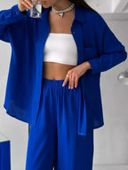 Button Down Shirt Pants Set (15)