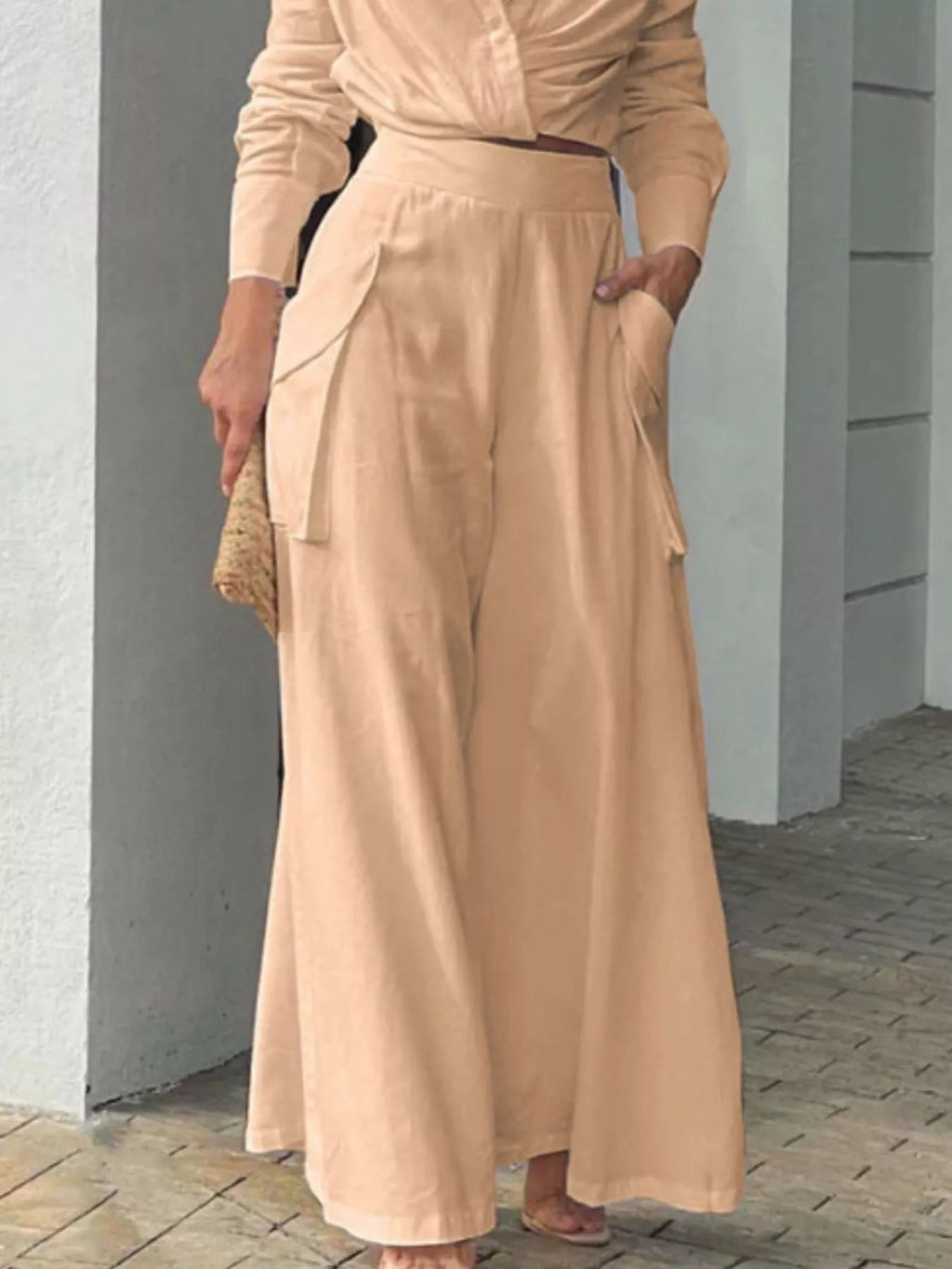 Long Sleeve Shirt Wide Leg Pants Set (6)