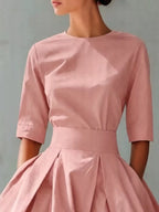 Round Neck A-line Midi Dress (6)