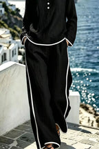 Contrast Trim Long Sleeve Top Pants Set (8)