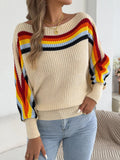 Striped Knit Boat Neck Sweater (3)