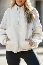 Half Zip Drop Shoulder Long Sleeve Sweatshirt (17)