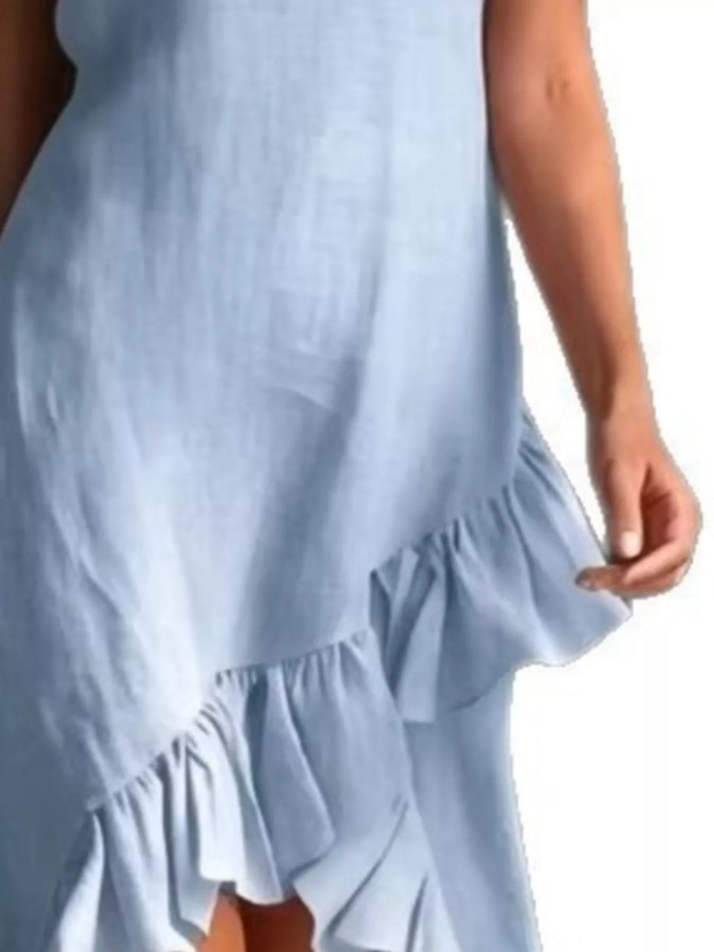 Ruffled Asymmetrical V-neck Dress (7)