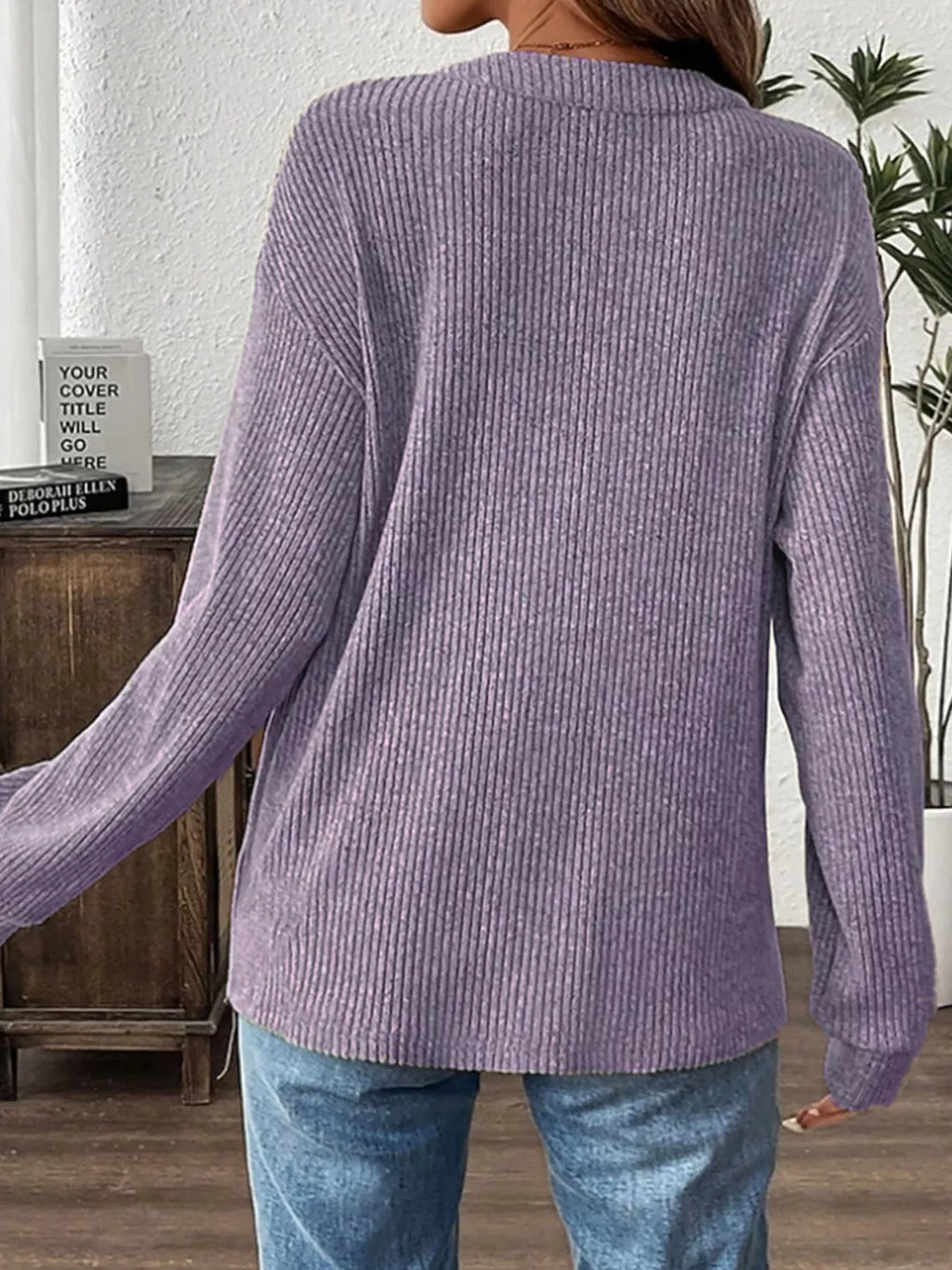 Ribbed Button Detail Long Sleeve T-shirt (8)