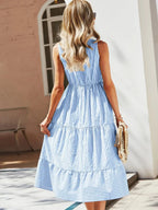 Striped Sleeveless Tiered Midi Dress (2)