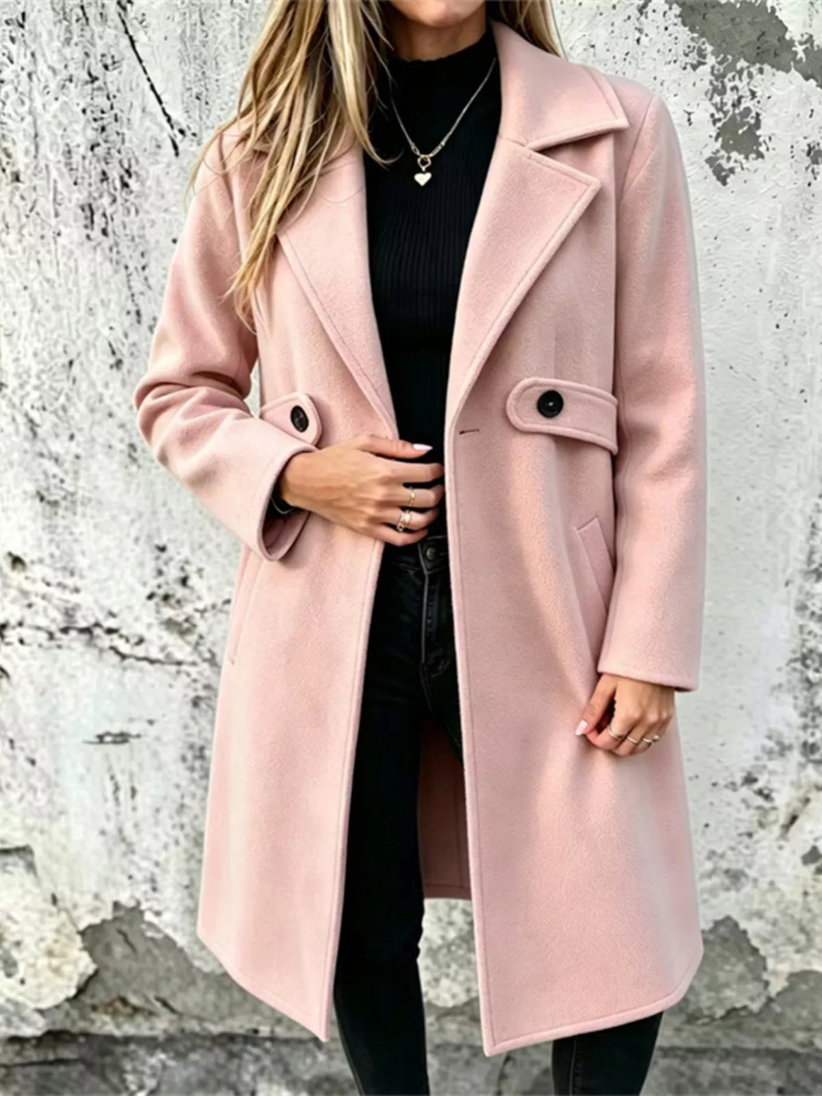 Full Size Lapel Collar Longline Overcoat Plus (13)
