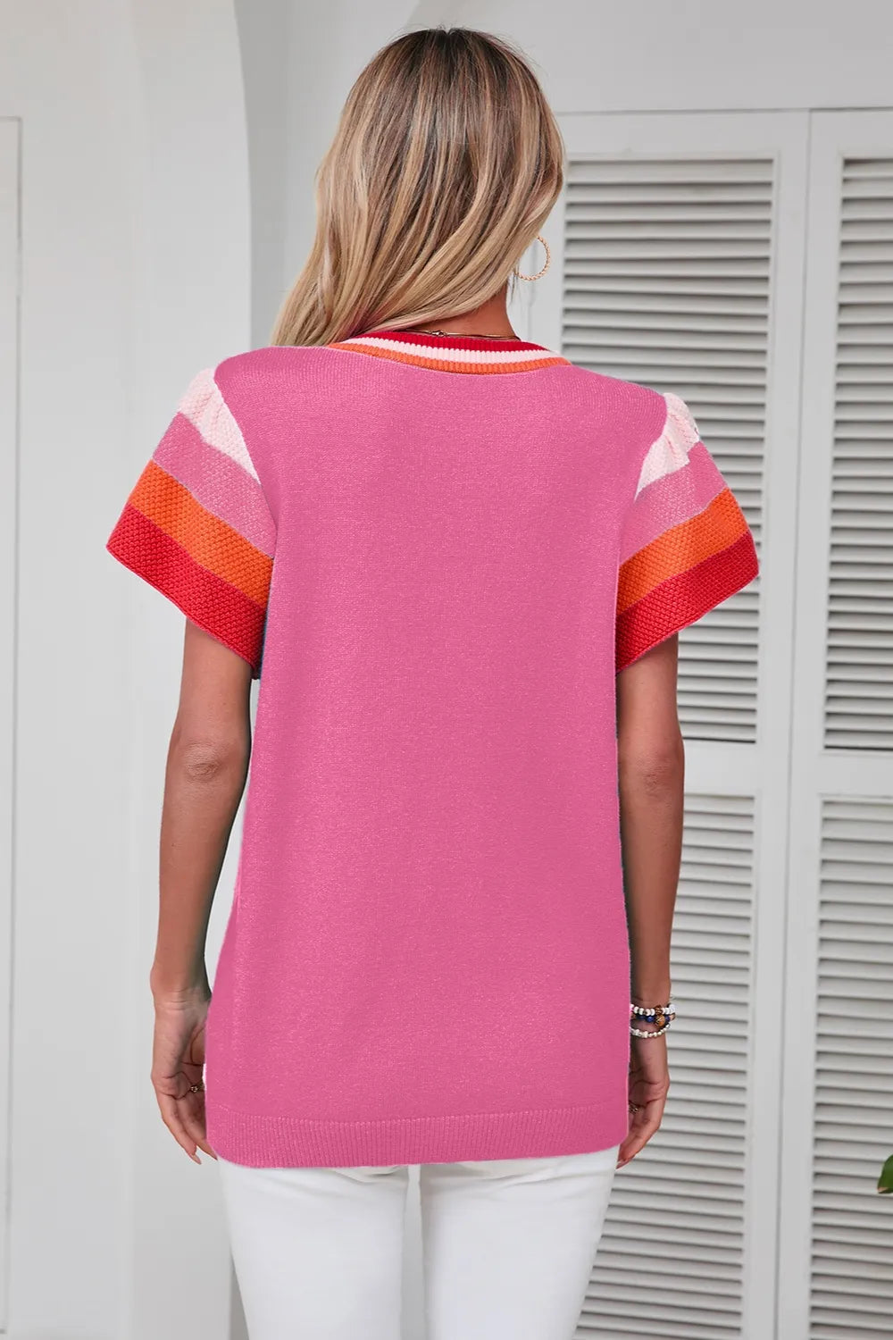 Block Round Neck Knit Top (3)